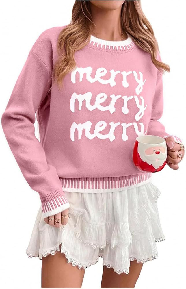 LUKYCILD Merry Christmas Sweaters for Women Ugly Christmas Sweater Xmas Holiday Sweatshirt Knitte... | Amazon (US)