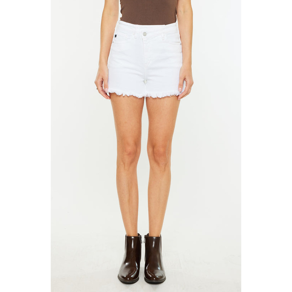 KanCan Irene 90's Crossover Shorts in White at Nordstrom, Size 28 | Nordstrom