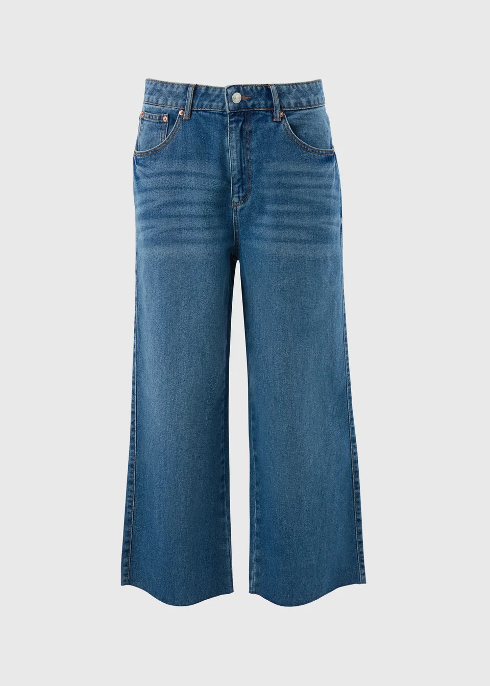 Blue Mid Wash Cropped Wide Leg Jeans | Matalan (UK)
