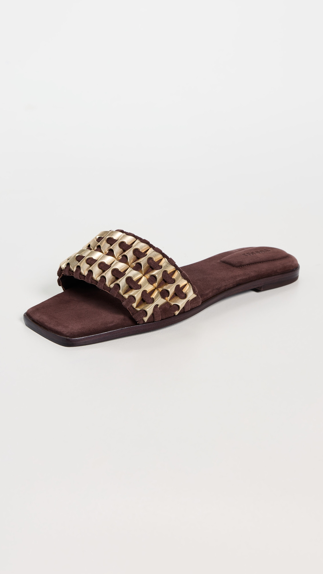 SIMKHAI Faye Beaded Suede Flat Slide Cacao 39 | Shopbop