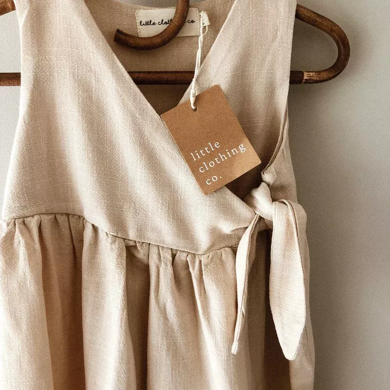 Mustard Linen Dress for Girls, Girls Wedding Dress, Flower Girl Dress,  Spring Girls Dress 