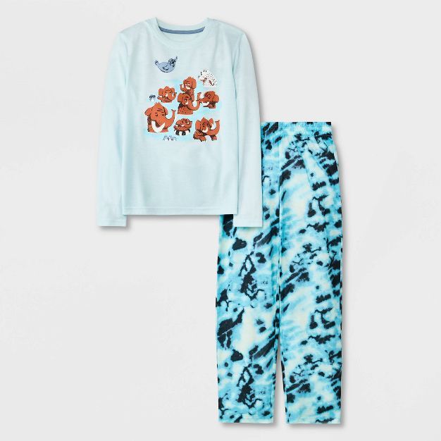 Boys' 2pc Wooly Mammoth Tie-Dye Long Sleeve Pajama Set - Cat & Jack™ Blue | Target