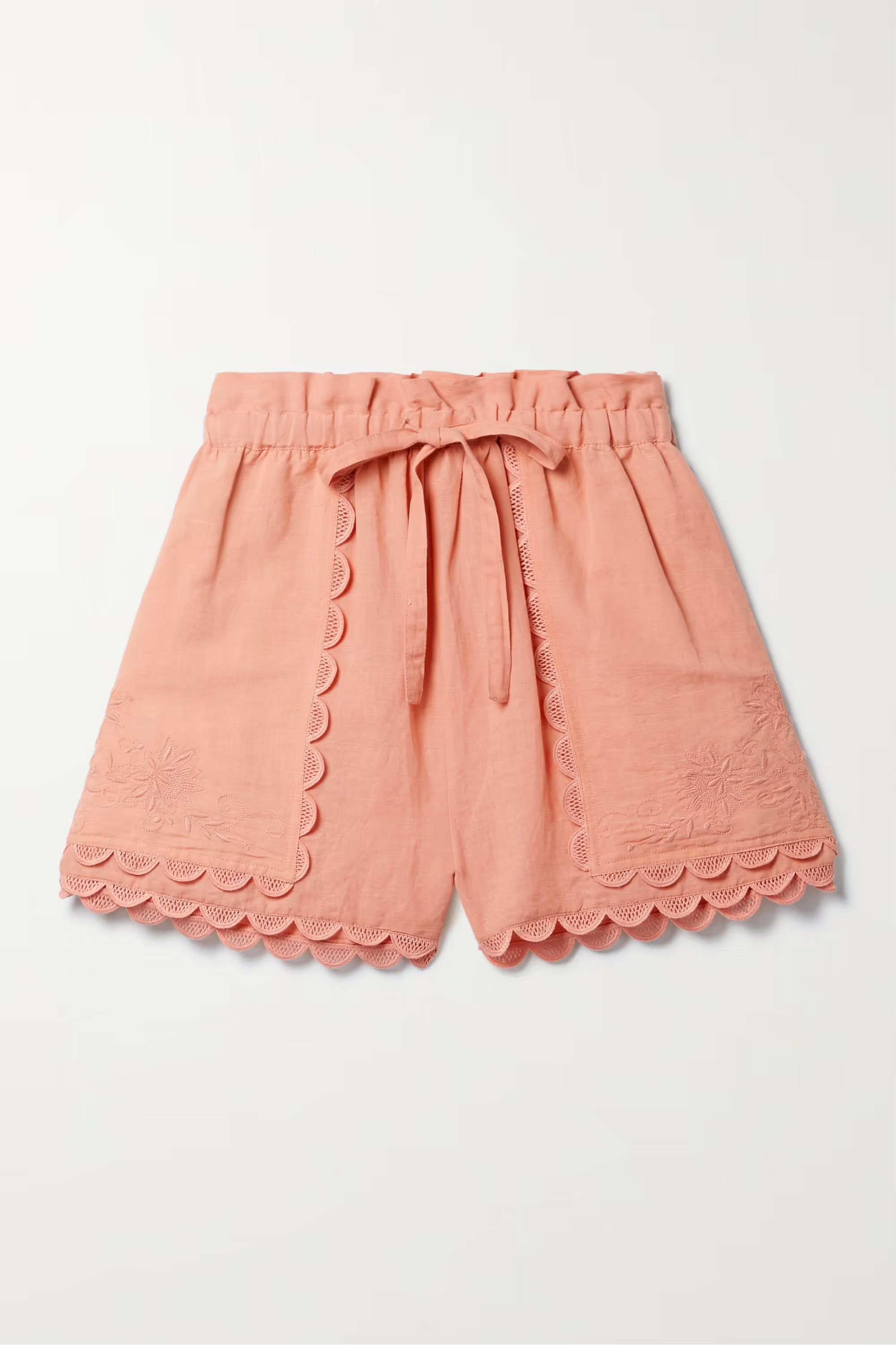 Nellie guipure lace-trimmed embroidered linen and cotton-blend voile shorts | NET-A-PORTER (US)