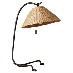 Bainbridge Coastal Seagrass Shade Black Iron Table Lamp | Kathy Kuo Home