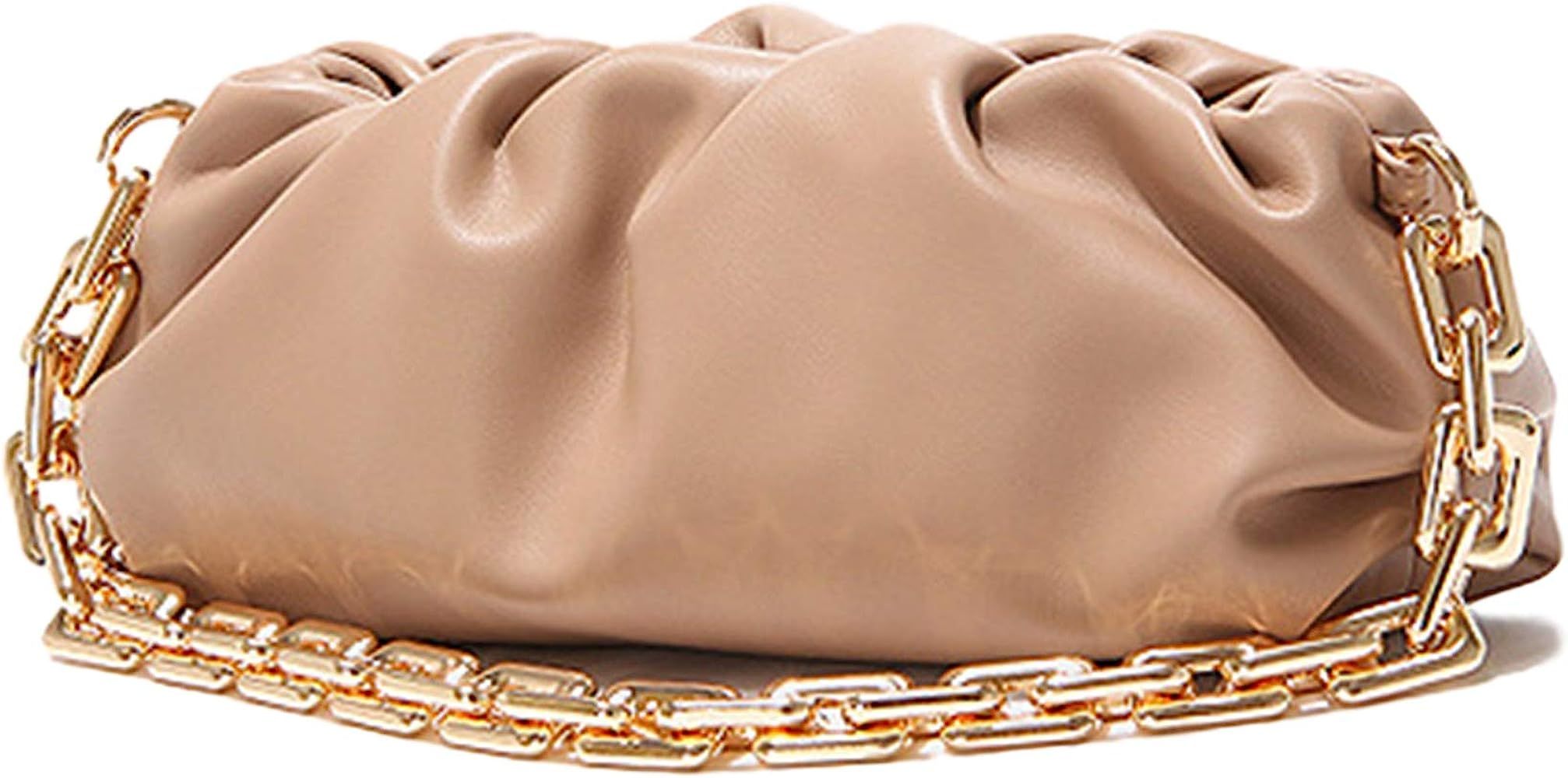 Women's Chain Pouch Bag | Cloud-Shaped Dumpling Clutch Purse | Ruched Chain Link Shoulder Handbag | Amazon (US)