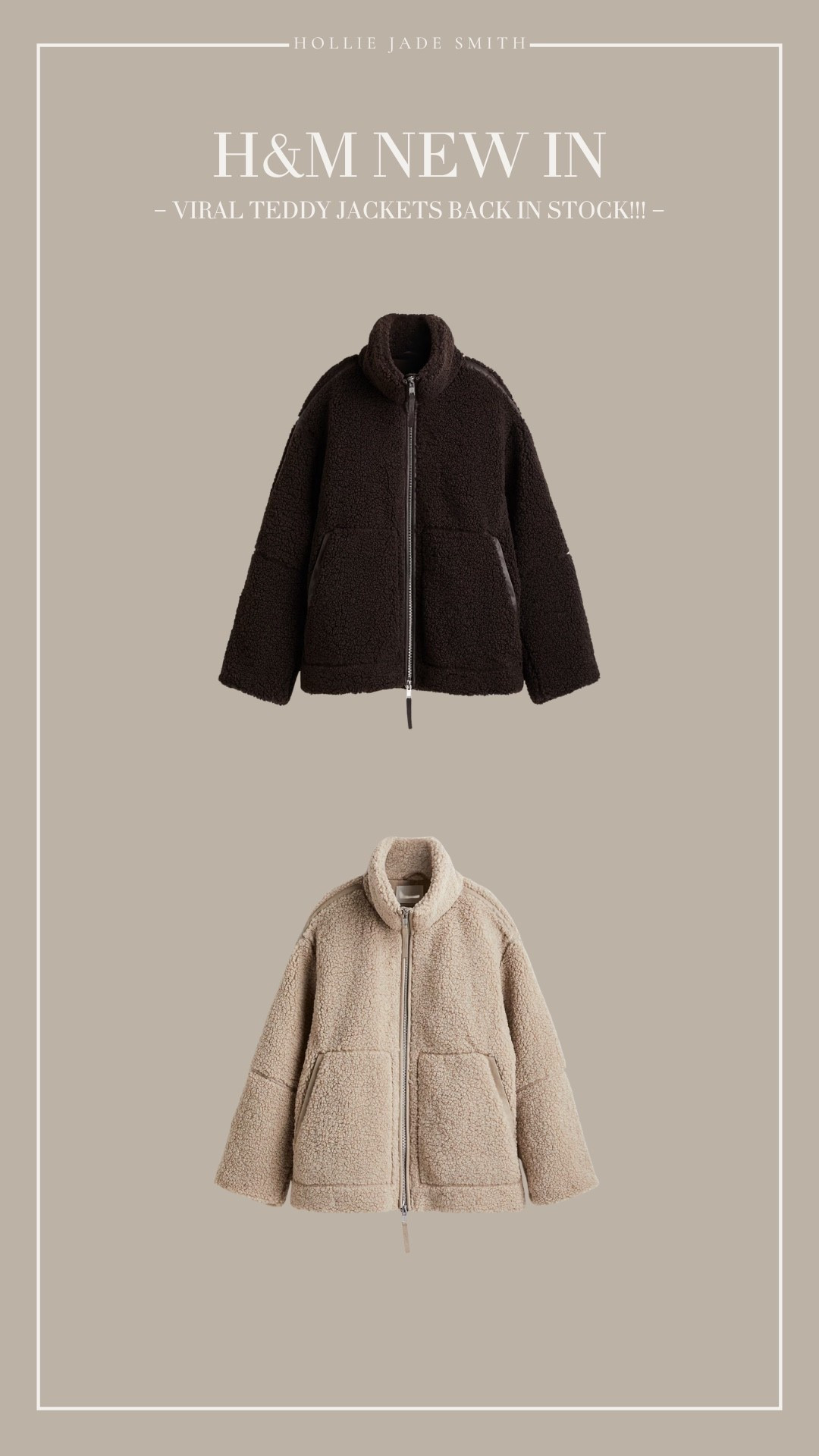 The viral H&M teddy jackets are BACK IN STOCK!!!! 😍😍😍


I’ve owned mine for 2 years and they still look brand new. Easily my most worn jackets for Autumn / Winter for dog walks, gym, long cosy walks, coffee catch ups, running errands and just everyday casual outfits. 

Worth every single penny!! 




• fleece jackets 
• cosy autumn outfits 
• autumn outfits uk 
• H&M new in 
• cosy outfit ideas
• dark brown teddy jacket  
• beige teddy jacket 


#LTKeurope #LTKautumn #LTKuk