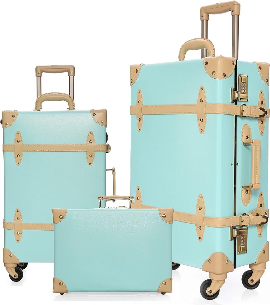 urecity Vintage Luggage Sets of 3 Piece - Hardside Lightweight Spinner Suitcases - Retro Travel S... | Amazon (US)