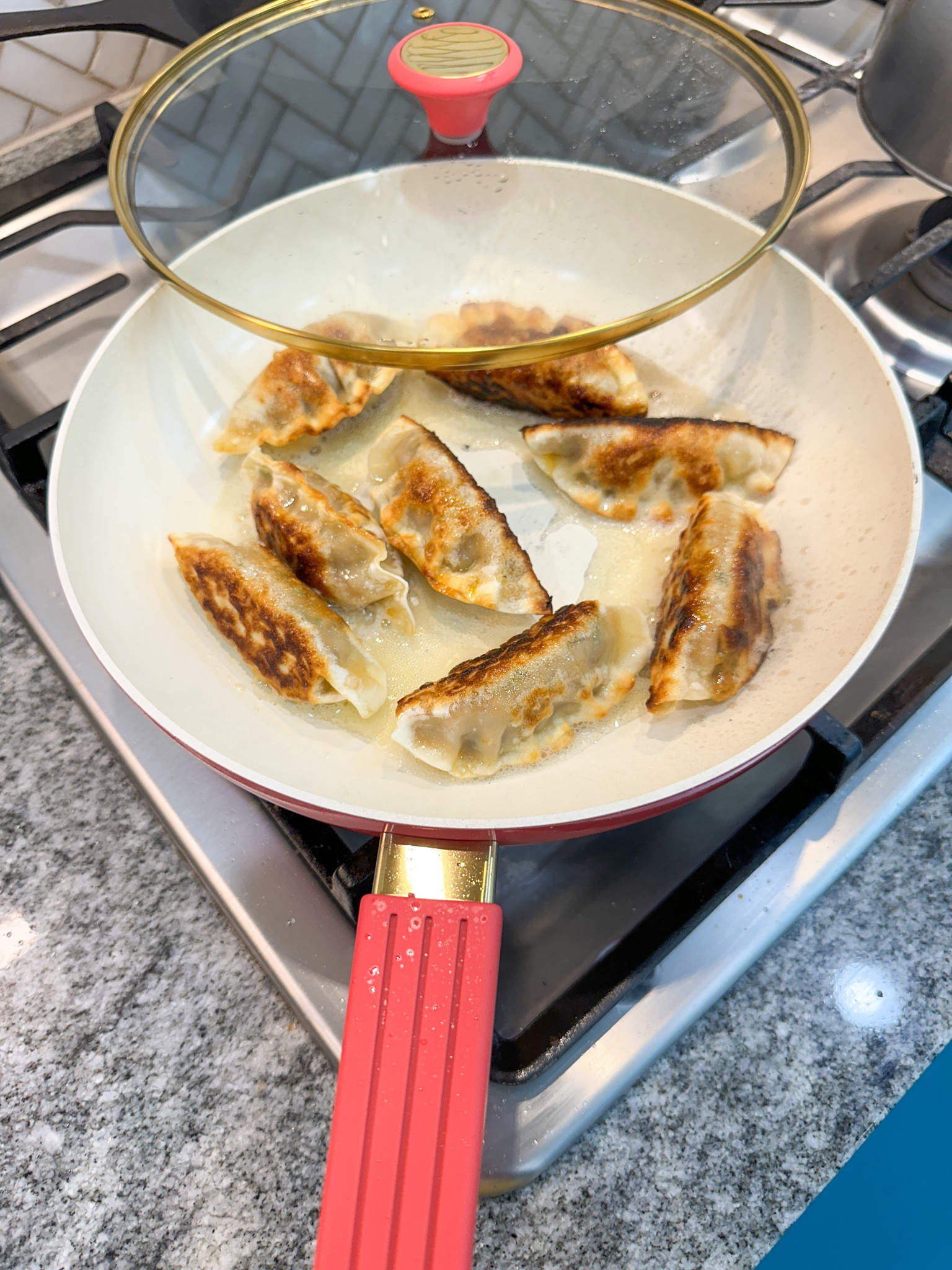 Tabitha Brown’s new cookware. This pink is popping. So many beautiful details on this skillet. I used this skillet to pan fry my dumplings. #Skillet #cookware #TabithaBrown #Homecook #Recipes #Dumplings  

#LTKHome