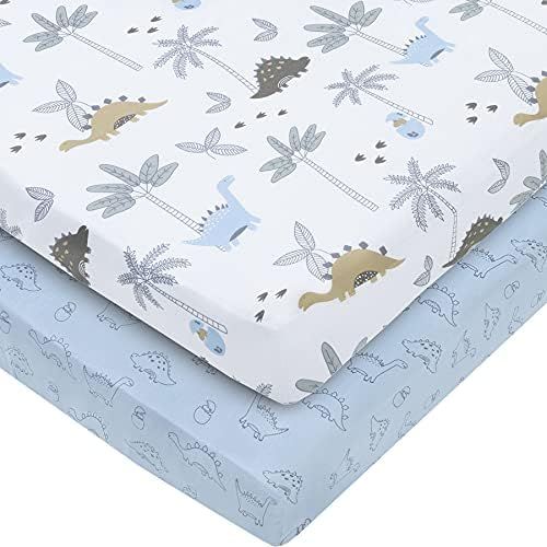 My Little Zone Dinosaur Baby Crib Fitted Sheets - Cotton Baby Crib Sheets for Boys and Girls - Neutr | Amazon (US)