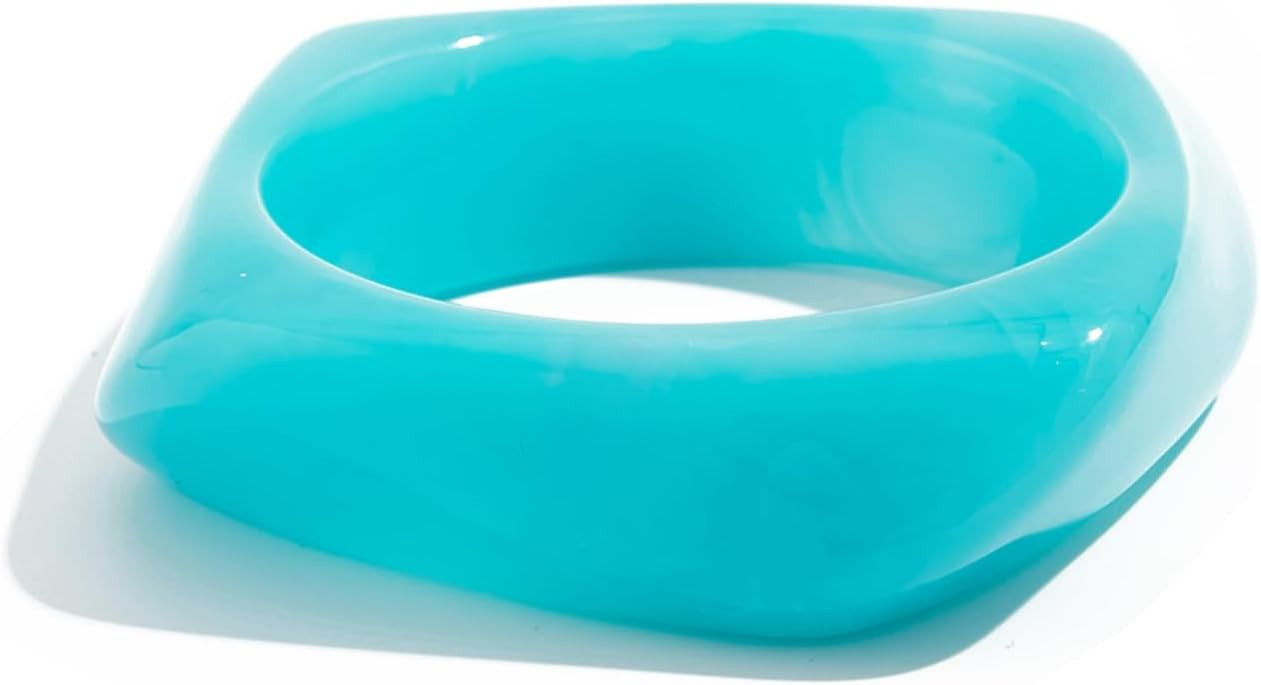 Chunky Acrylic Transparent Candy Color Geometric Round Square Cuff Bangle Bracelet Set for Women ... | Amazon (US)