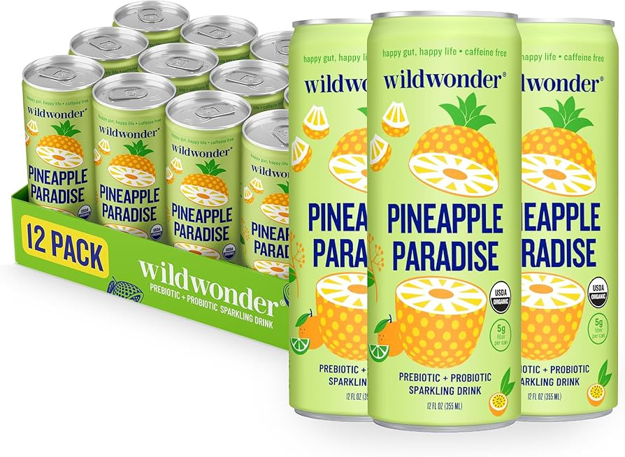wildwonder Sparkling Probiotic Drink 12pk, For Gut Health & Immune Support, Pineapple Paradise, 5... | Amazon (US)