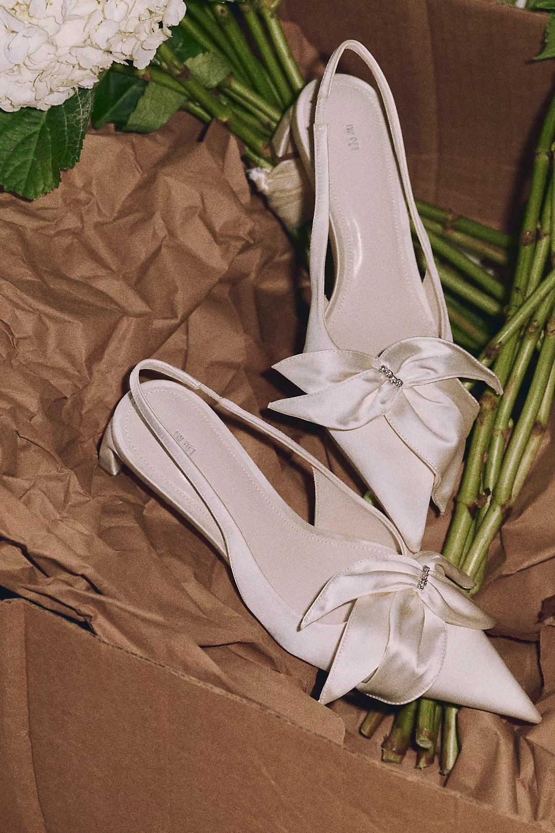 Floral appliqué satin bridal sling back kitten heels. Wedding day heels. Bridal heels  

#LTKWedding