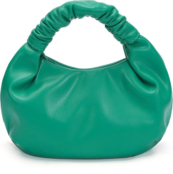 Pettata Chic Top Handle Bag for Women Small Ruched Hobo Handbag Soft Faux Leather Tote Bags Purse | Amazon (US)