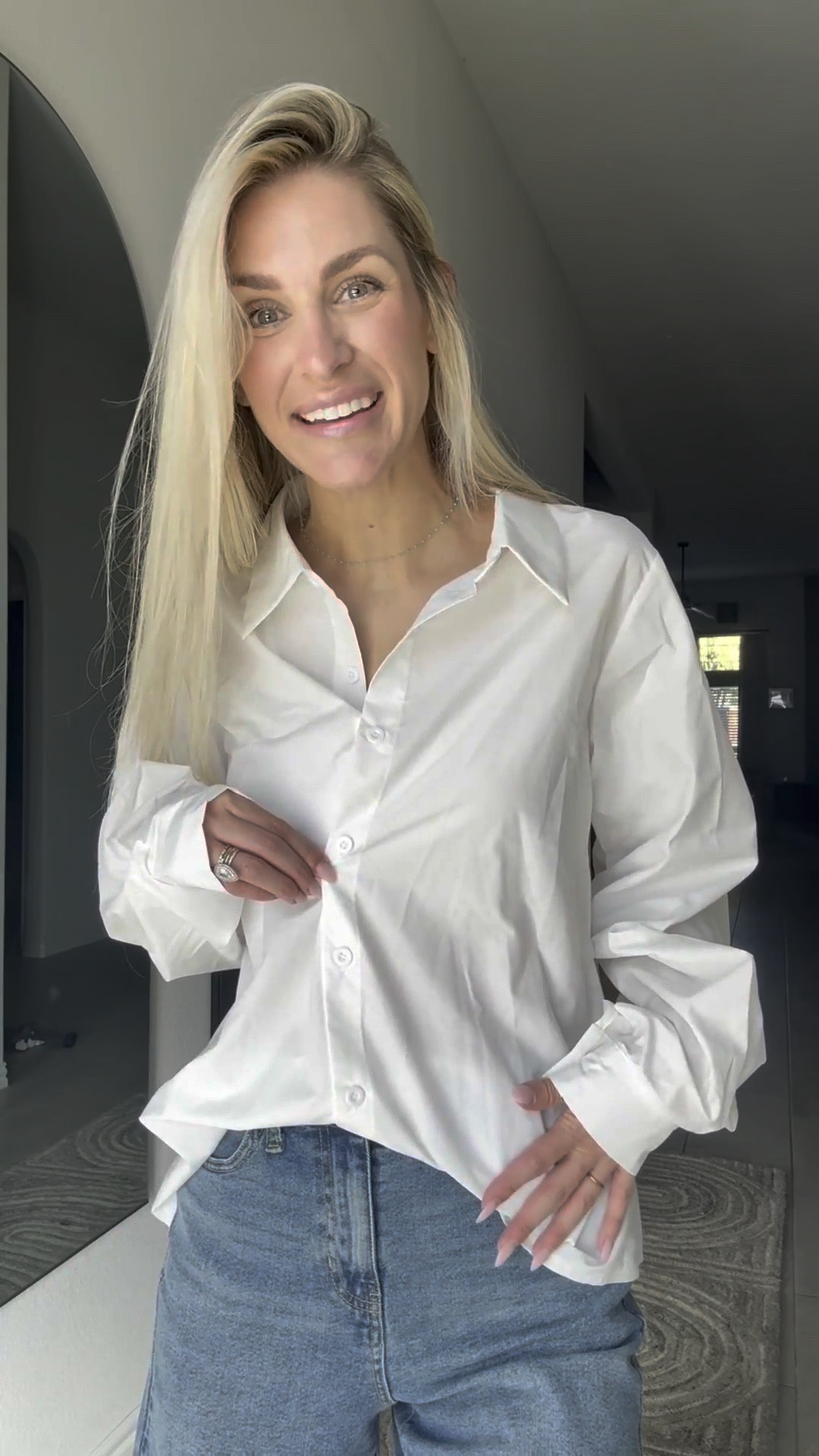 Paired with my $17 34” inseam jeans 

This white bishop sleeve button-down is giving classy, clean-girl vibes. The sleeves add a gorgeous feminine touch, and the collar keeps it polished for work, dinner, or even with jeans for a chic weekend look. The fabric feels lightweight and breathable, and it drapes so nicely. It’s one of those staples that instantly makes any outfit look elevated.

#LTKTall #LTKCyberWeek #LTKStyleTip