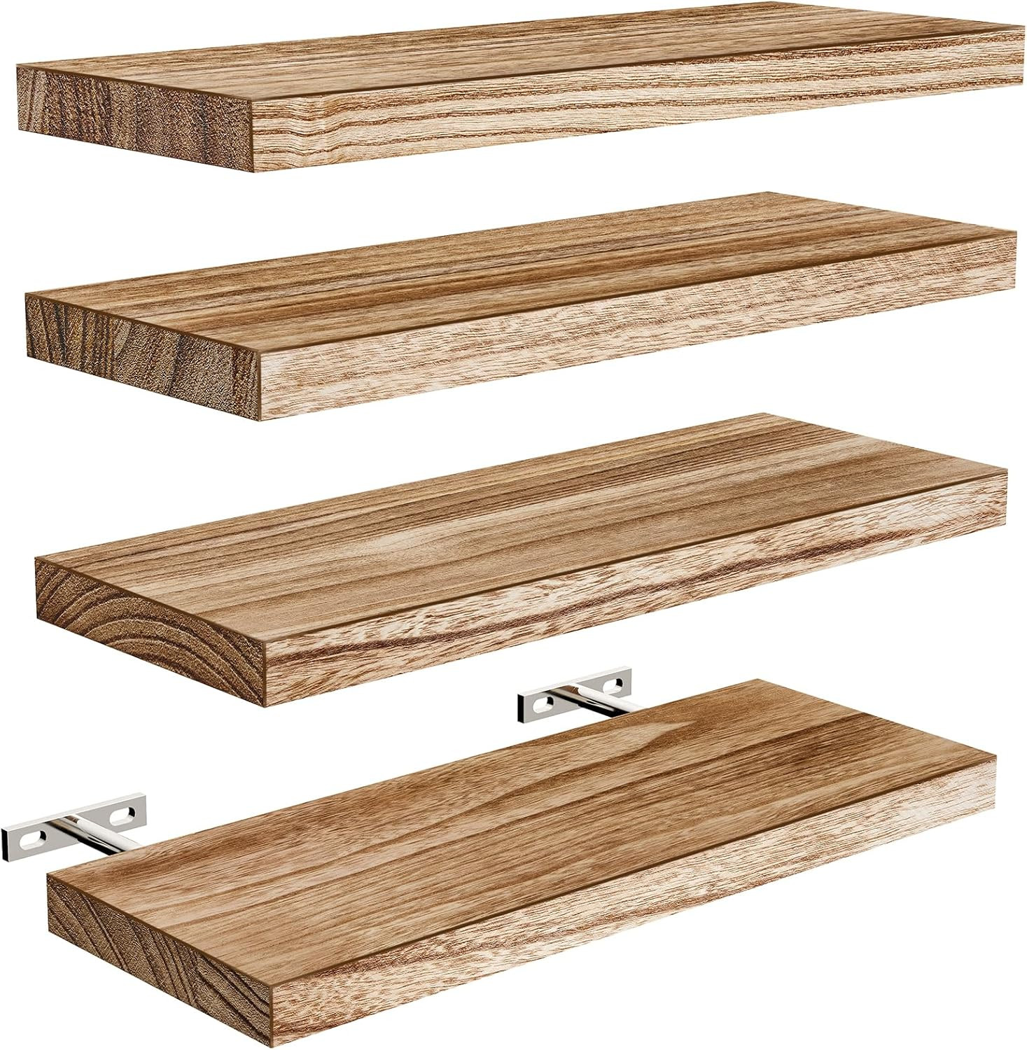 AMADA HOMEFURNISHING Floating Shelves, Paulownia Wood Wall Shelves for Bathroom/Living Room/Bedro... | Amazon (CA)