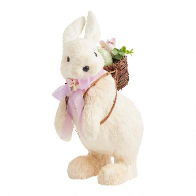 Pier Place White Bunny with Backpack Decor | World Market