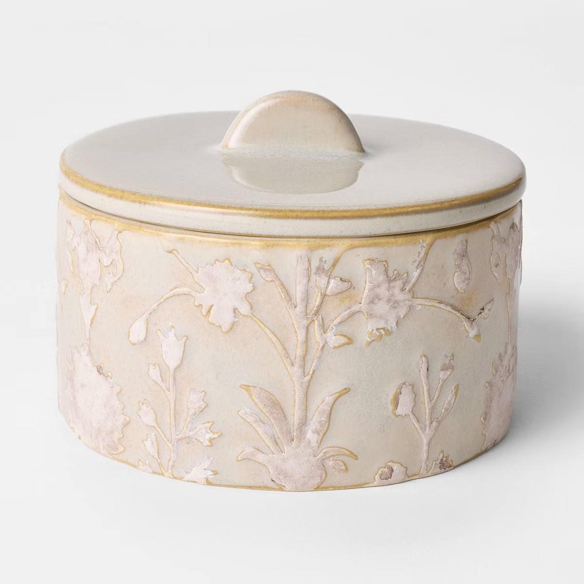 5" Floral Ceramic Canister Off-White - Threshold™ designed with Studio McGee | Target