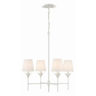 Broche 4-Light Matte White Chandelier with Silk Shade | The Home Depot