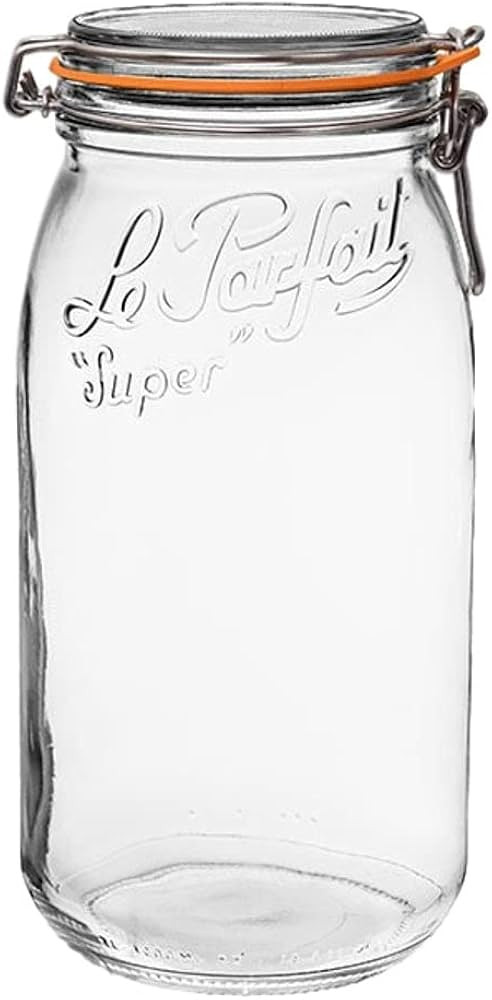 Le Parfait Super Jar, Canning Jar, 3L French Glass Canning Jar w/Round Body, Glass Jar With Airti... | Amazon (US)