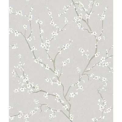 RoomMates Cherry Blossom Peel and Stick Wallpaper Neutral | Target