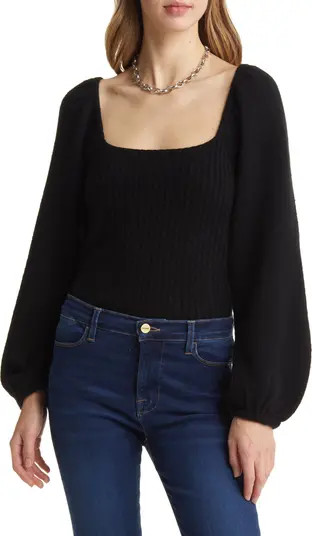 Puff Sleeve Square Neck Sweater | Nordstrom