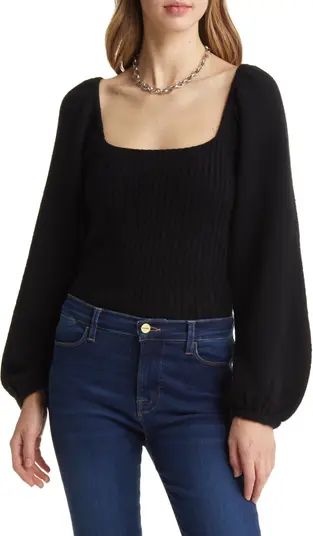 Puff Sleeve Square Neck Sweater | Nordstrom