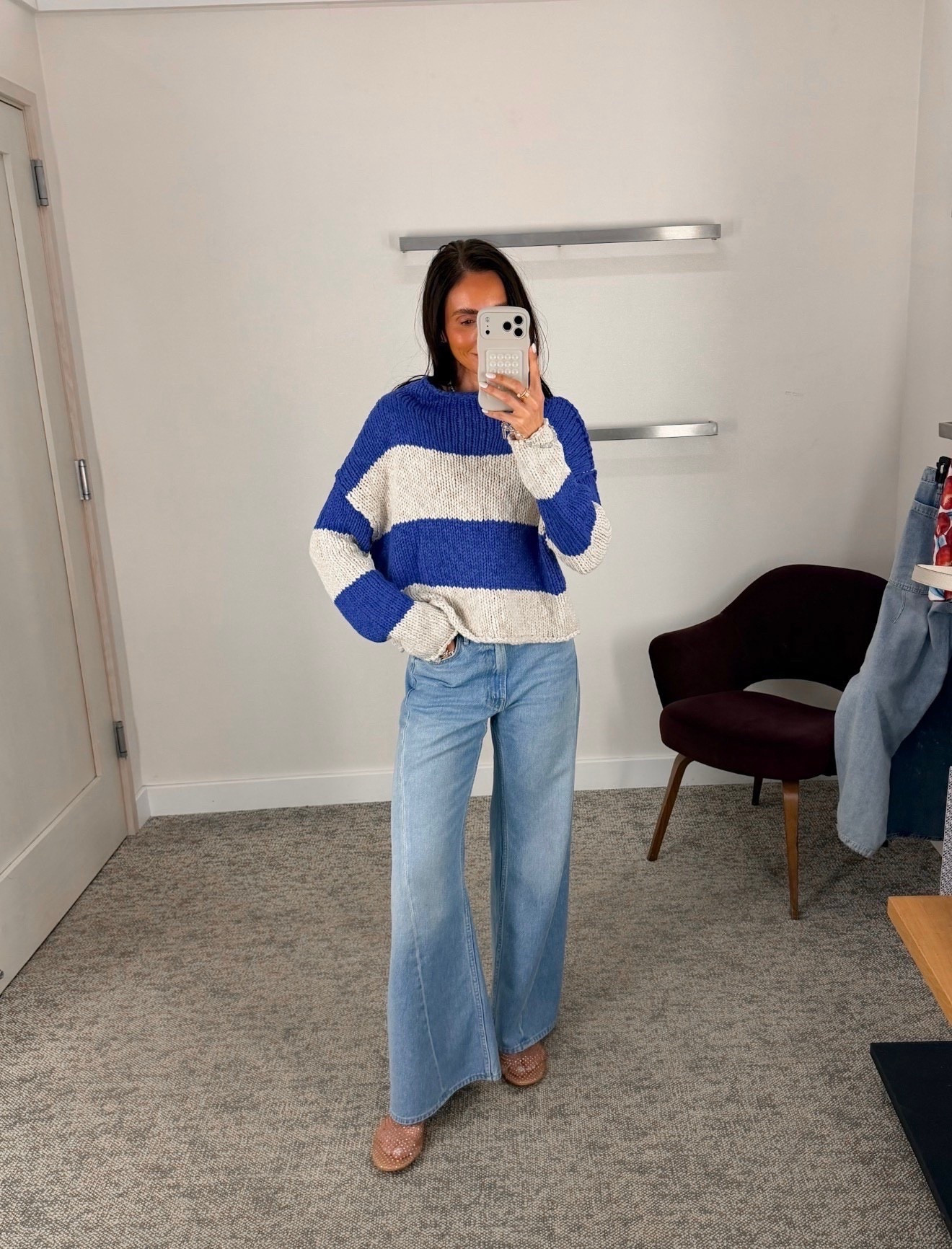 Oversized sweater, free people sweater, striped sweater, wide leg jeans, annabrstyle

#LTKOver40