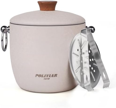 POLIVIAR Ice Bucket, 2.5L Double Wall Ice Bucket with Lid, Stainless Steel Ice Bucket with Tong &... | Amazon (US)