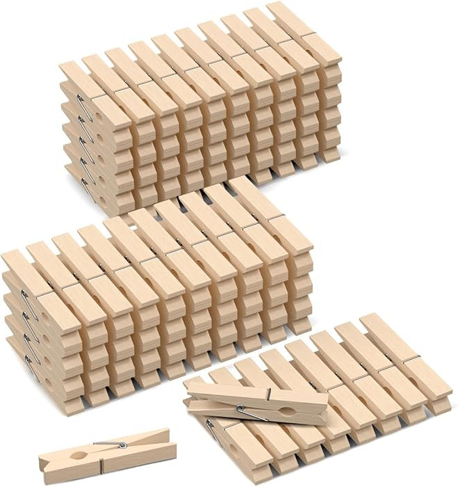 100 Pack Wooden Clothes Pins 2.9 Inch, Heavy-Duty Wood Clothespins | Amazon (US)