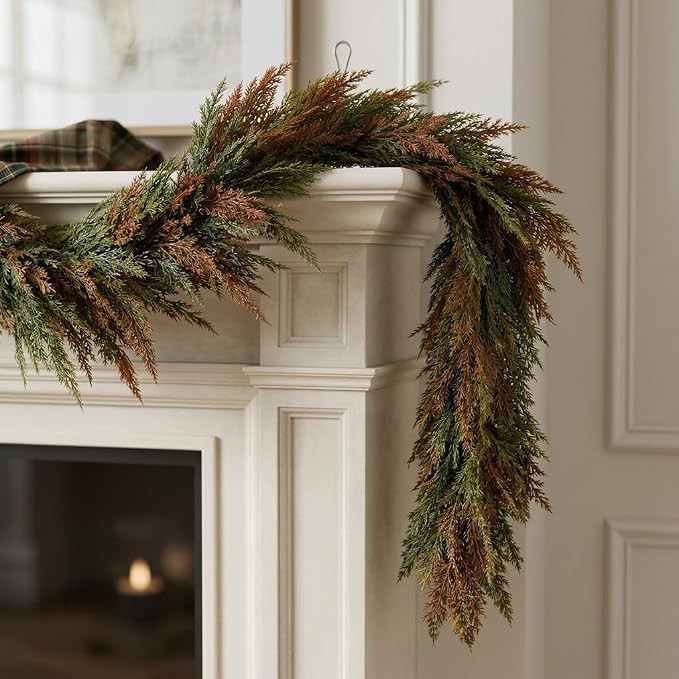 Valery Madelyn 9ft Artificial Norfolk Pine Fall Garland for Mantle | Real Tough Fall Garland with... | Amazon (US)