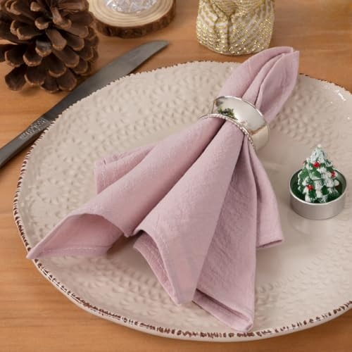 Socomi Linen Napkins Pink Valentine's Day Easter Spring Cloth Napkins Bulk Washable Cotton Napkins Set of 4 17"x17" for Wedding Party Bridal Baby Shower Birthday Table Decorations | Amazon (US)