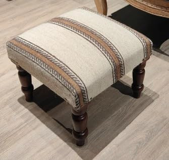 Handmade Jute Soft Ottomans Square Shape Stool for Sitting and Foot Rest with Wooden Legs, Entryw... | Amazon (US)