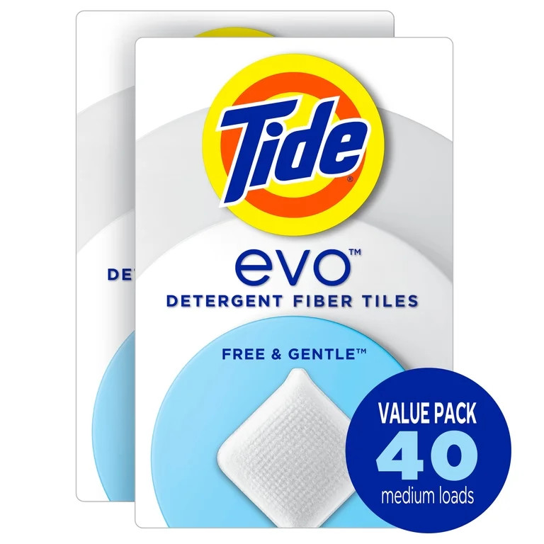 Tide Evo Laundry Detergent Tiles, Free & Gentle, Hypoallergenic, Unscented, 40 Count | Walmart (US)