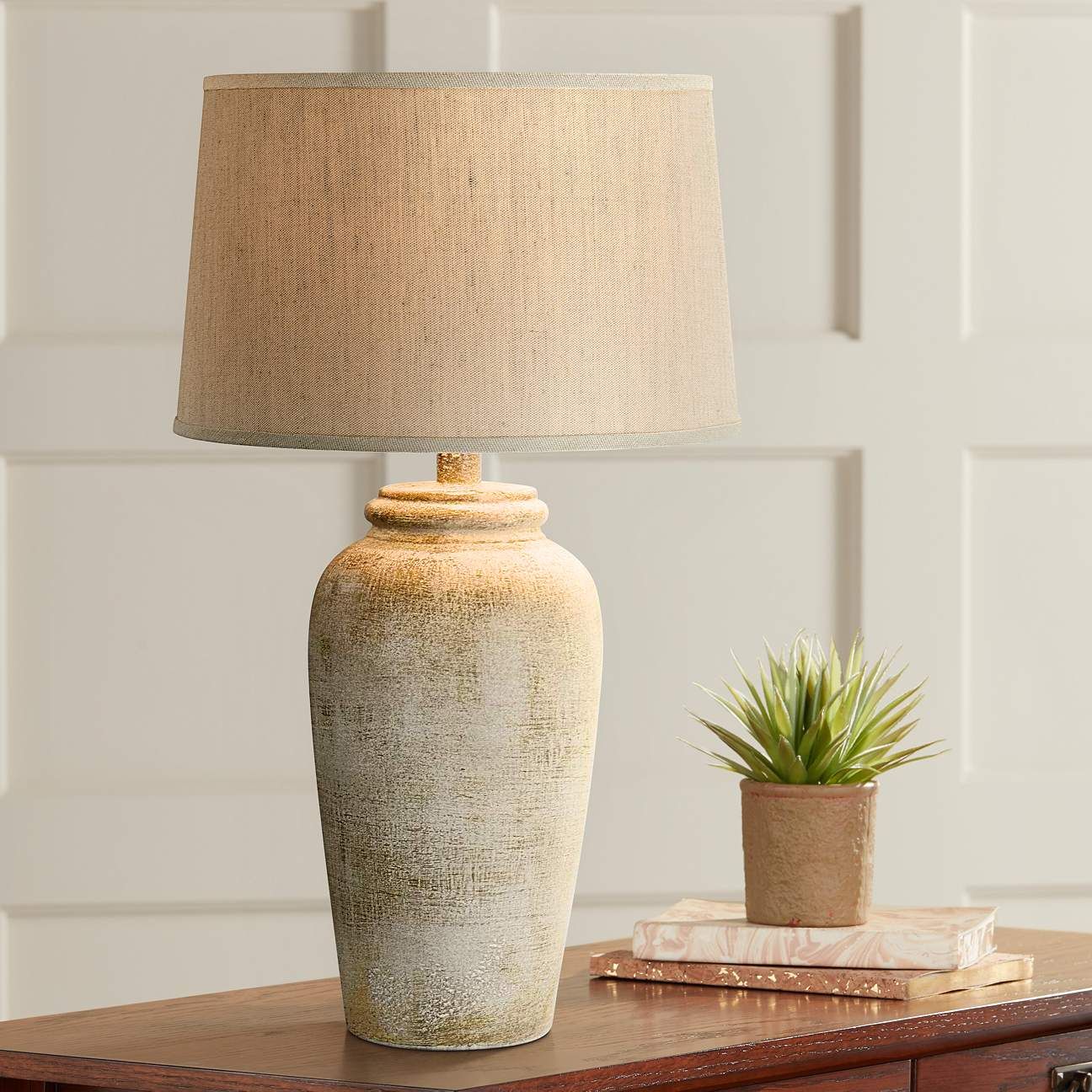 Lechee Sand Stone Finish Handcrafted Rustic Table Lamp | Lamps Plus