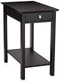 Amazon Basics Classic Wood Accent Table/Nightstand with Pull-Out Tray, Black | Amazon (US)