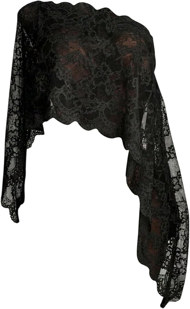 WDIRARA Women's Lace Off The Shoulder Poncho Cape Tops Asymmetrical Shawl | Amazon (US)