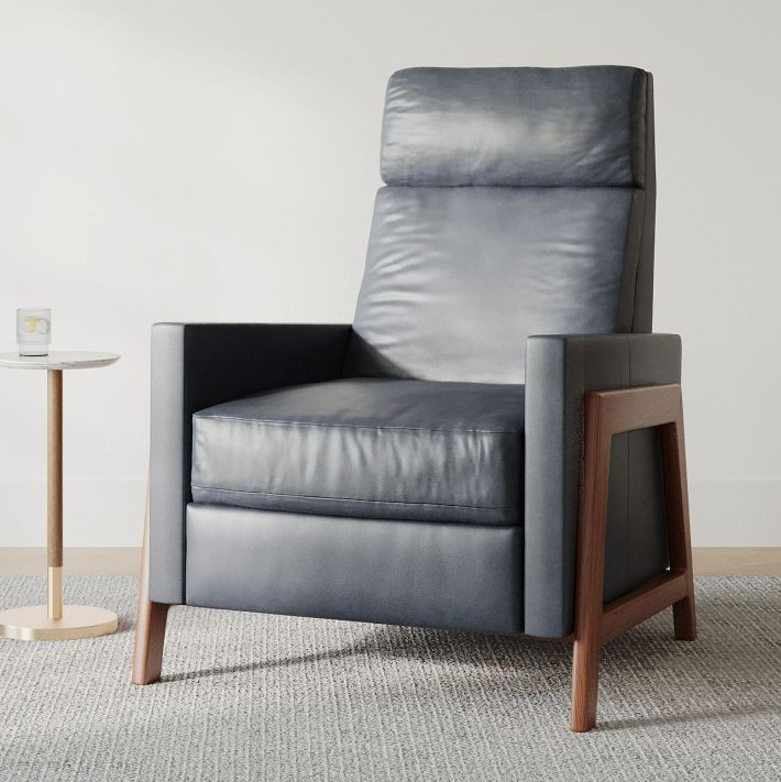 Spencer Wood-Framed Leather Recliner | West Elm (US)