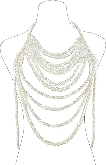 CanB Pearl Body Chain Shoulder Necklace Pearl Top Bikini Sexy Bra ChainPearls Shoulder Chains Bra... | Amazon (US)