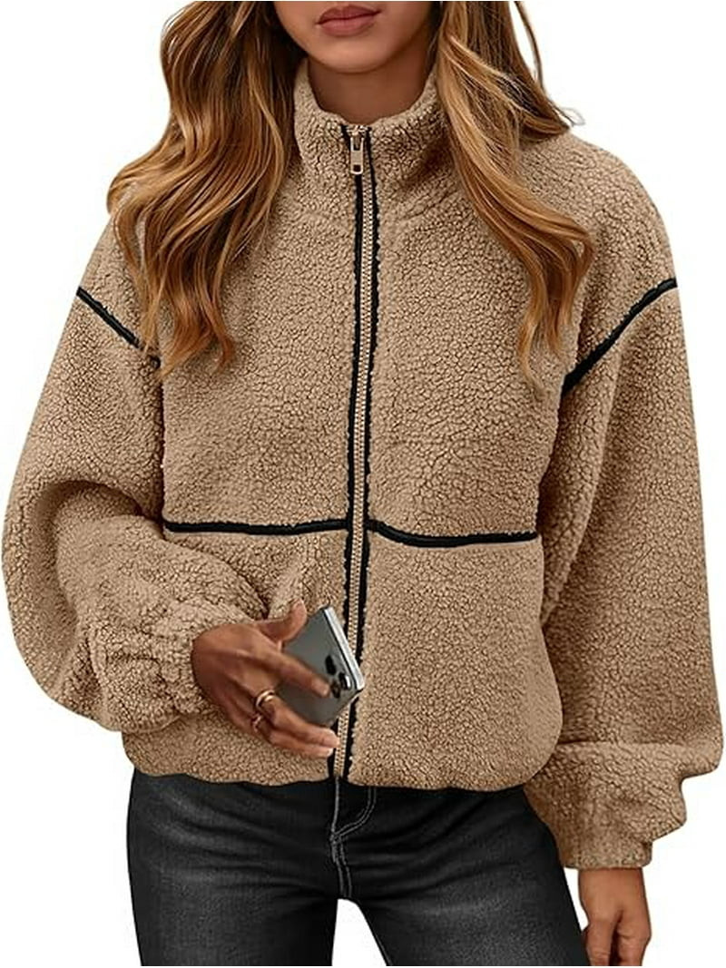 PRETTYGARDEN Fleece Jacket Women Sherpa Oversized Zip Up Fall Jackets Winter Coats Faux Fur Warm ... | Walmart (US)