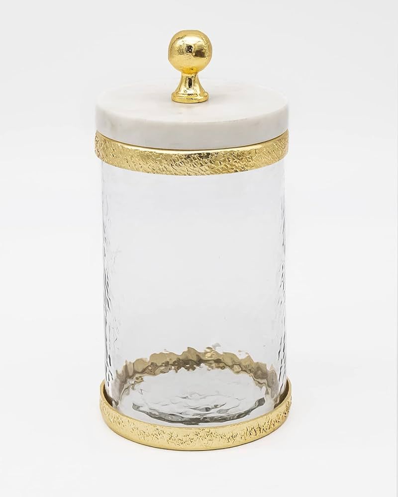 Godinger Canister Storage Container, Glass Storage Canister, Marble with Gold Band - 4x6 | Amazon (US)