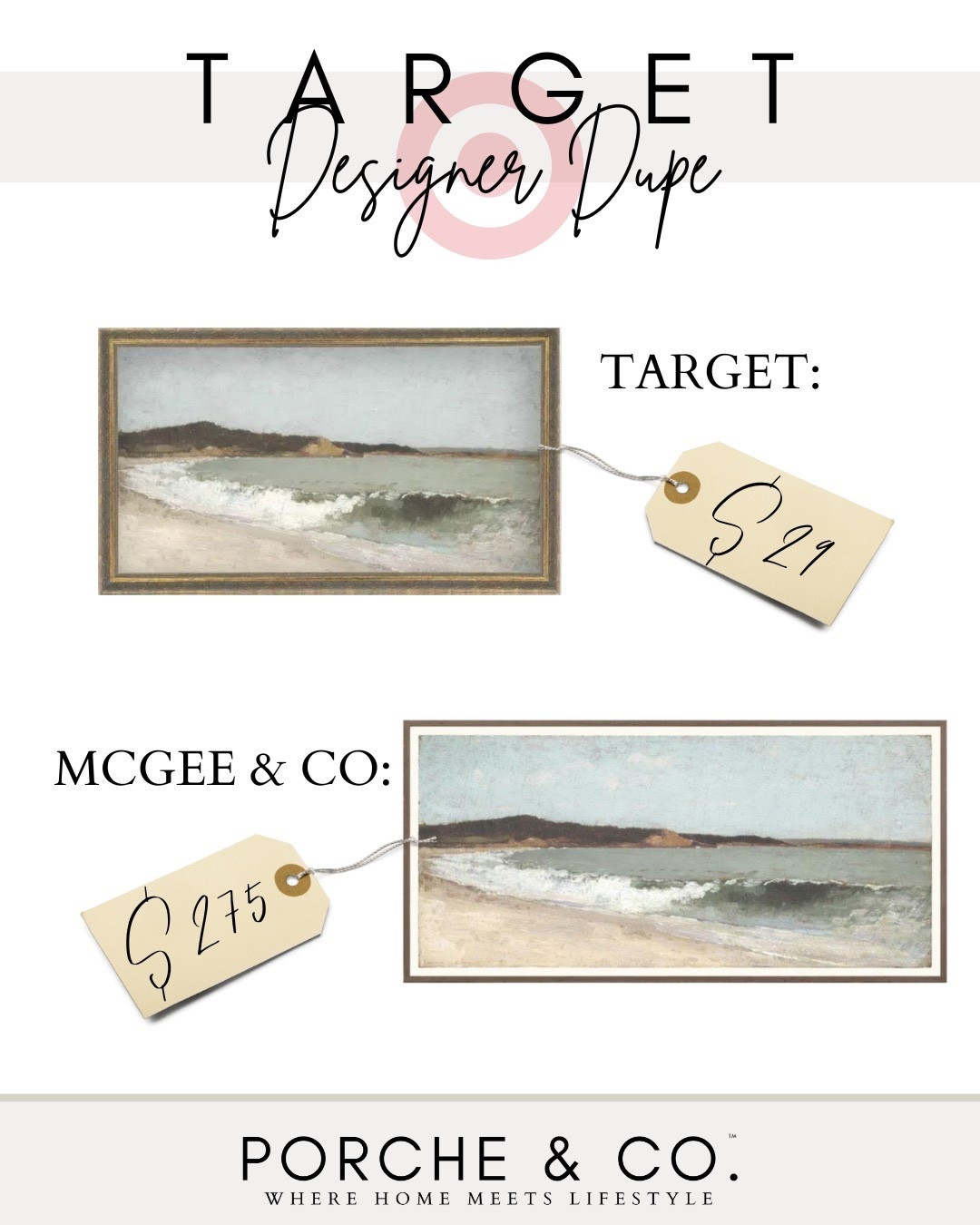 ✨Designer Dupe Alert✨
One of my favorite Target finds lately — this coastal art print looks nearly identical to the McGee & Co version… but for a fraction of the price. 👀🤍

Why spend $275 when you can get the same look for $29 and still elevate your walls with that calm, collected coastal vibe?

Tap to shop the affordable version + save this post so you don’t forget ✨
#targetfinds #designerdupes #coastaldecor #ltkhome #ltkfinds #liketoknowit #budgetfriendlydecor #porcheandco

#LTKFindsUnder50 #LTKSaleAlert #LTKHome