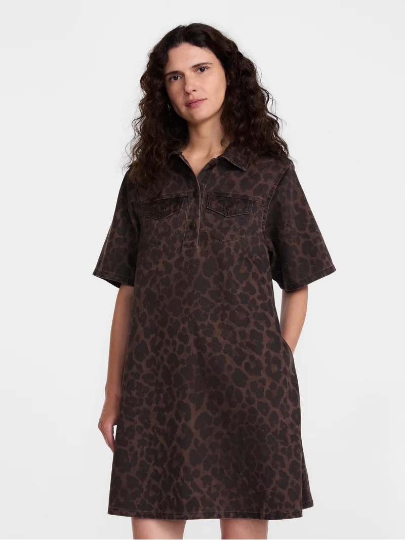 Scenario Women's and Women's Plus Printed Denim Dress, Sizes XS-4X | Walmart (US)
