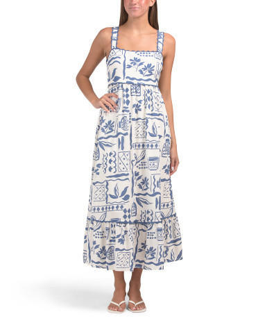 Ric Rac Trim Sketch Book Print Maxi Dress | TJ Maxx