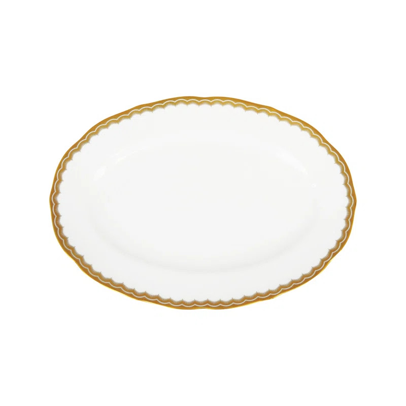 Prouna Antique Gold Bone China Platter | Wayfair North America