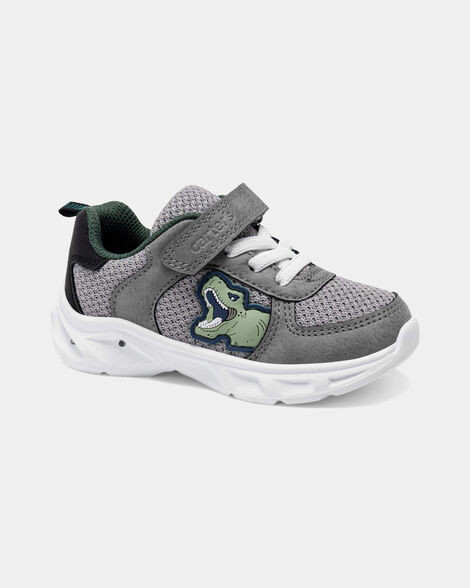 Toddler Boy Light-Up Dinosaur Athletic Sneakers - Grey/White | Carter's Inc