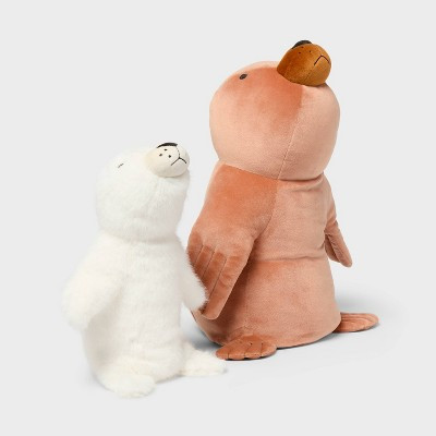 Seal and Baby Weighted Plush Kids' Throw Pillow Brown - Pillowfort™ | Target
