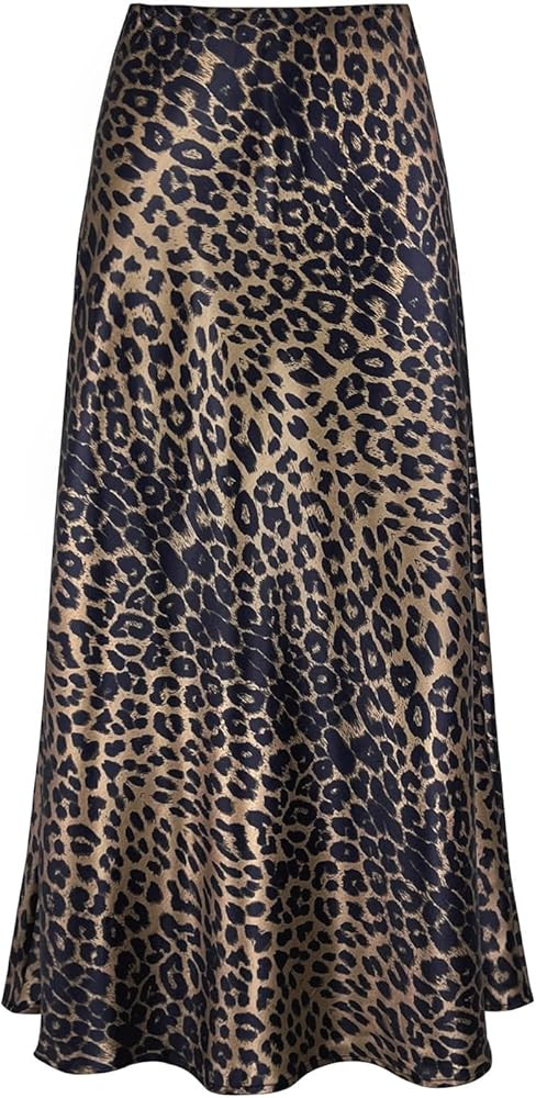 Women's Satin High Waisted Maxi Skirts Hidden Elasticized Waistband A Line Long Skirt | Amazon (US)