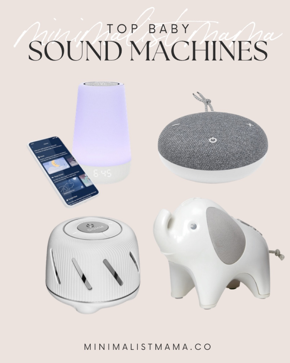 Top baby sound machines include Hatch Rest 2nd Gen All-in-One Sleep Assistant, Skip Hop Moonlight & Melodies Elephant Nightlight Soother, Yogasleep Dohm Connect Sound Machine, and SNOOZ Go Infant Travel Sound Machine.

Baby sleep, baby nursery, neutral baby gear, baby gear, neutral baby nursery, baby gear

#LTKkids #LTKbump #LTKbaby