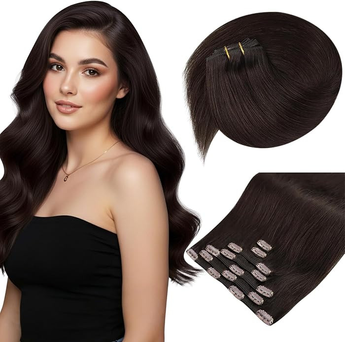 Sunny Hair Clip in Hair Extensions Straight Human Hair Clip in Extensions Remy Clip in Hair Exten... | Amazon (US)