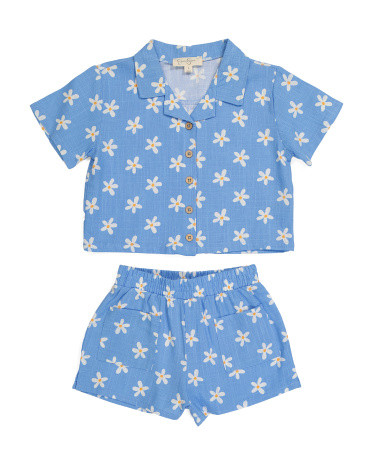 Little Girls 2pc Floral Printed Top And Shorts Set | TJ Maxx